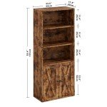 Industrial 5-Shelf Bookcase with Doors - Floor Standing