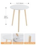 White Round Side Table with Natural Wood Legs