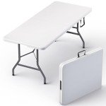 Foldable 6-Foot Table with Steel Legs and Handle