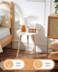 White Round Side Table with Natural Wood Legs