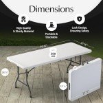 Foldable 6-Foot Table with Steel Legs and Handle