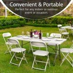 Foldable 6-Foot Table with Steel Legs and Handle