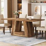 Tribesigns 63" Rustic Farmhouse Dining Table