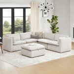 V-Shaped Down Filled Modular Sectional Sofa