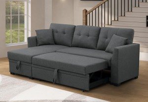 L-Shaped Sleeper Sofa with Reversible Chaise Lounge
