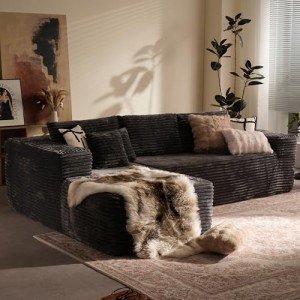 Plush Gray L-Shaped Cloud Sectional Couch