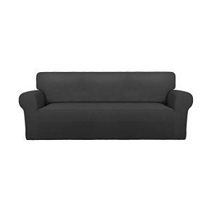 Stretch Sofa Slipcover - Non-Slip Dark Gray Protector