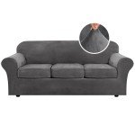 4-Piece Thick Velvet Sofa Cover Set - Grey
