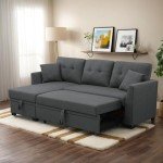 L-Shaped Sleeper Sofa with Reversible Chaise Lounge