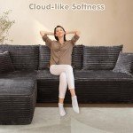 Plush Gray L-Shaped Cloud Sectional Couch