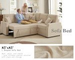 Beige Reversible L-Shaped Sleeper Sofa with Storage
