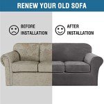 4-Piece Thick Velvet Sofa Cover Set - Grey