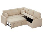 Beige Reversible L-Shaped Sleeper Sofa with Storage