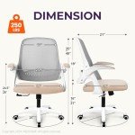 Ergonomic Beige Office Gaming Chair with Adjustable Height