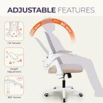 Ergonomic Beige Office Gaming Chair with Adjustable Height
