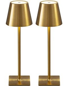 2 Pack Cordless LED Table Lamps - Gold