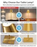 2 Pack Cordless LED Table Lamps - Gold