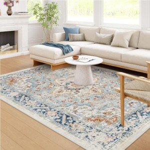 Lahome Blue Boho 8x10 Area Rug for Home