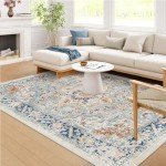 Lahome Blue Boho 8x10 Area Rug for Home