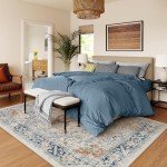 Lahome Blue Boho 8x10 Area Rug for Home