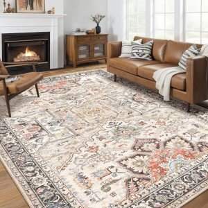 Large Vintage Floral Area Rug 8x10 for Home