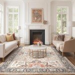 Large Vintage Floral Area Rug 8x10 for Home