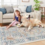 Lahome Blue Boho 8x10 Area Rug for Home