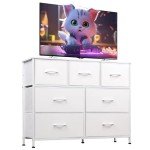 7-Drawer Fabric Dresser with Wood Top
