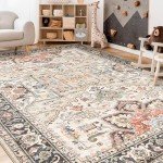 Large Vintage Floral Area Rug 8x10 for Home
