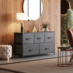 Stylish Dark Grey 5-Drawer Fabric Dresser