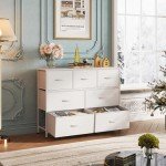 7-Drawer Fabric Dresser with Wood Top