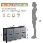 Stylish Dark Grey 5-Drawer Fabric Dresser