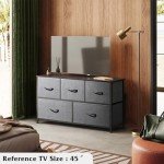 Stylish Dark Grey 5-Drawer Fabric Dresser