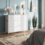 7-Drawer Fabric Dresser with Wood Top