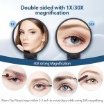 30X Magnifying Double-Sided Hand Mirror with Handle