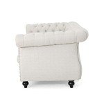 Karen Chesterfield Loveseat Sofa in Beige and Brown