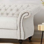 Karen Chesterfield Loveseat Sofa in Beige and Brown