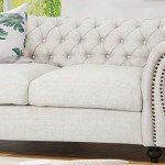 Karen Chesterfield Loveseat Sofa in Beige and Brown