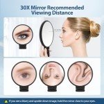 30X Magnifying Double-Sided Hand Mirror with Handle