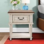 Realyn Cottage Style 1 Drawer Nightstand - Chipped White