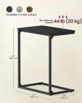 VASAGLE C Shape Industrial Side Table - Ebony Black