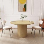 47-Inch Round Farmhouse Dining Table in Natural