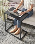 VASAGLE C Shape Industrial Side Table - Ebony Black