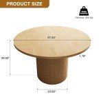 47-Inch Round Farmhouse Dining Table in Natural