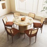 47-Inch Round Farmhouse Dining Table in Natural