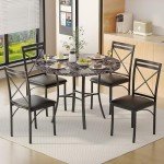 VECELO 36" Round Faux Marble Dining Table