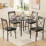 VECELO 36" Round Faux Marble Dining Table