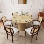 47-Inch Round Farmhouse Dining Table in Natural
