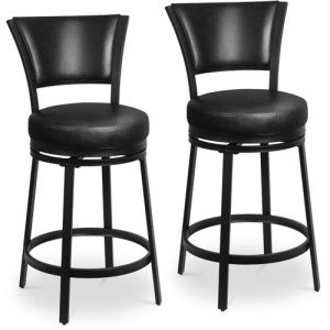 Set of 2 Swivel Bar Stools with Backs