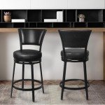 Set of 2 Swivel Bar Stools with Backs